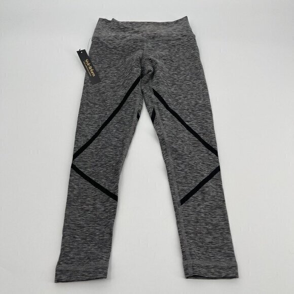 Style Reform Capri Leggings XXS Womens Gray Black Striped Spandex Stretch Active - Picture 1 of 11